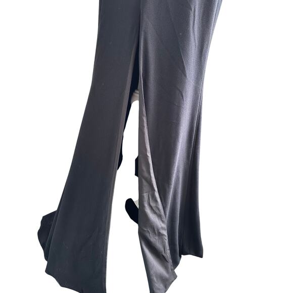 Dress The Population Karla XS Black Evening Formal Gown Long Slit V-Neck Dress - Picture 7 of 12